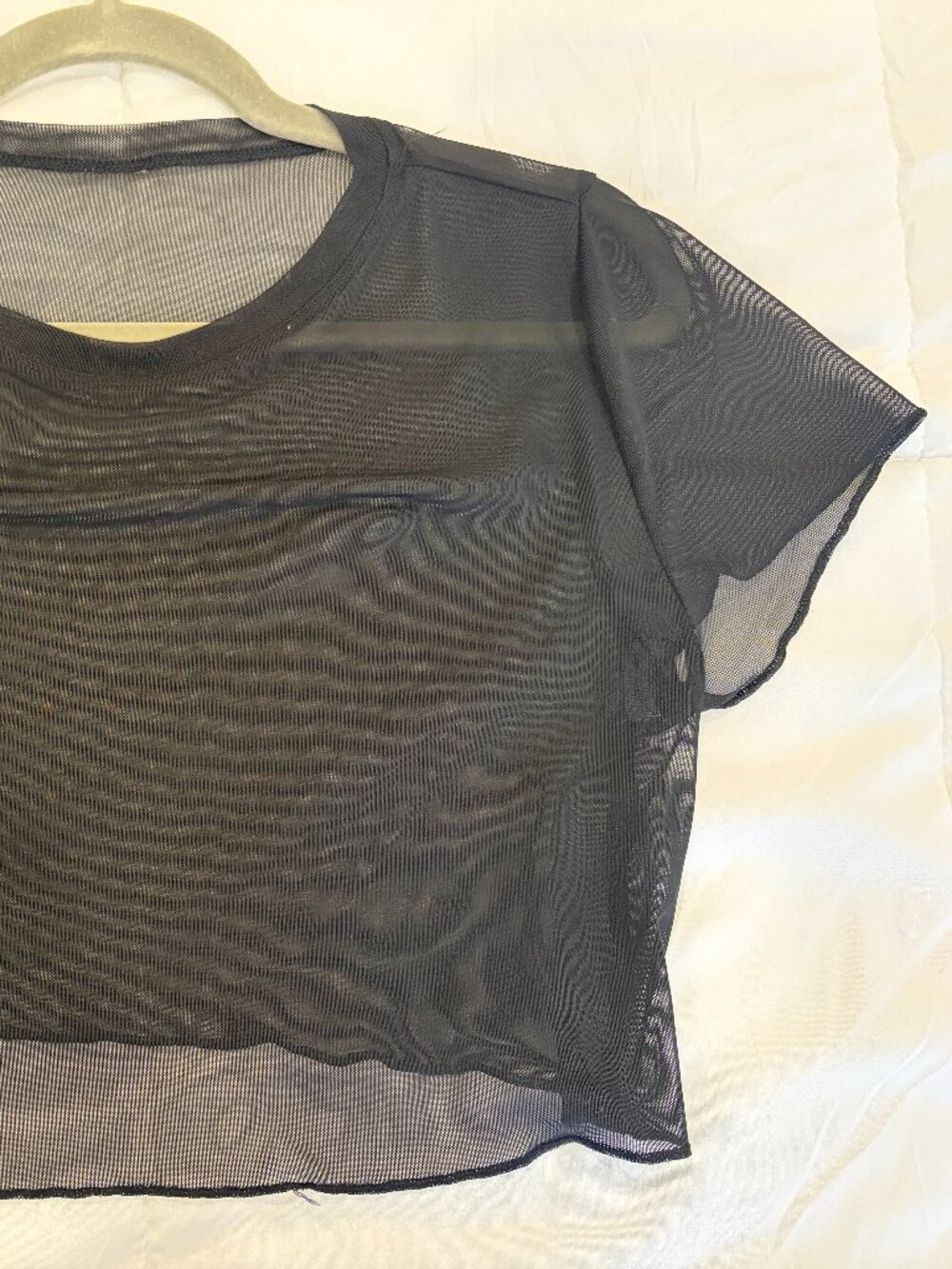Mesh black crop top